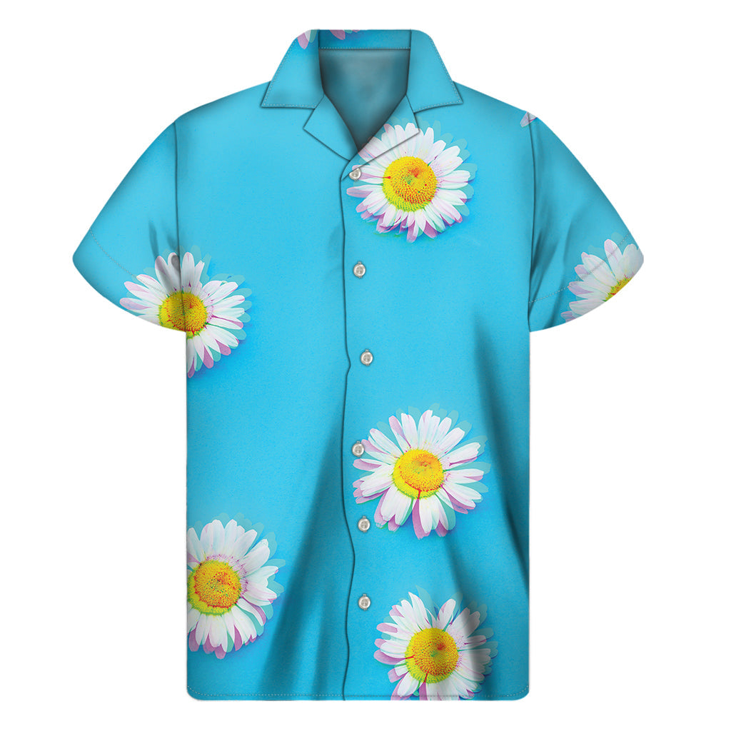 Glitch Daisy Hawaiian Print Short Sleeve Shirt - A Tropical Twist on Classic Style - 1