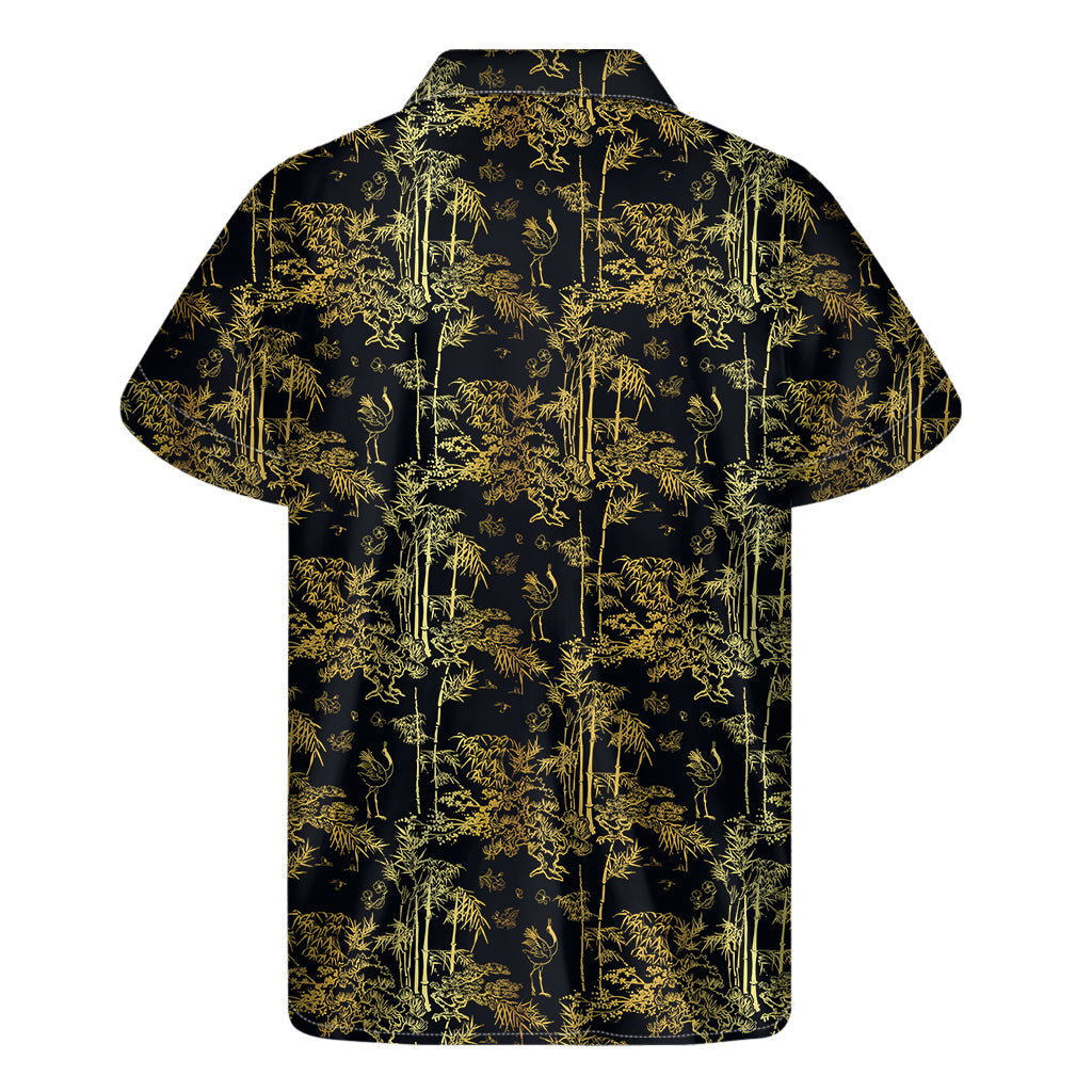 Golden Bamboo Paradise: Men's Hawaiian Short Sleeve Shirt - 2