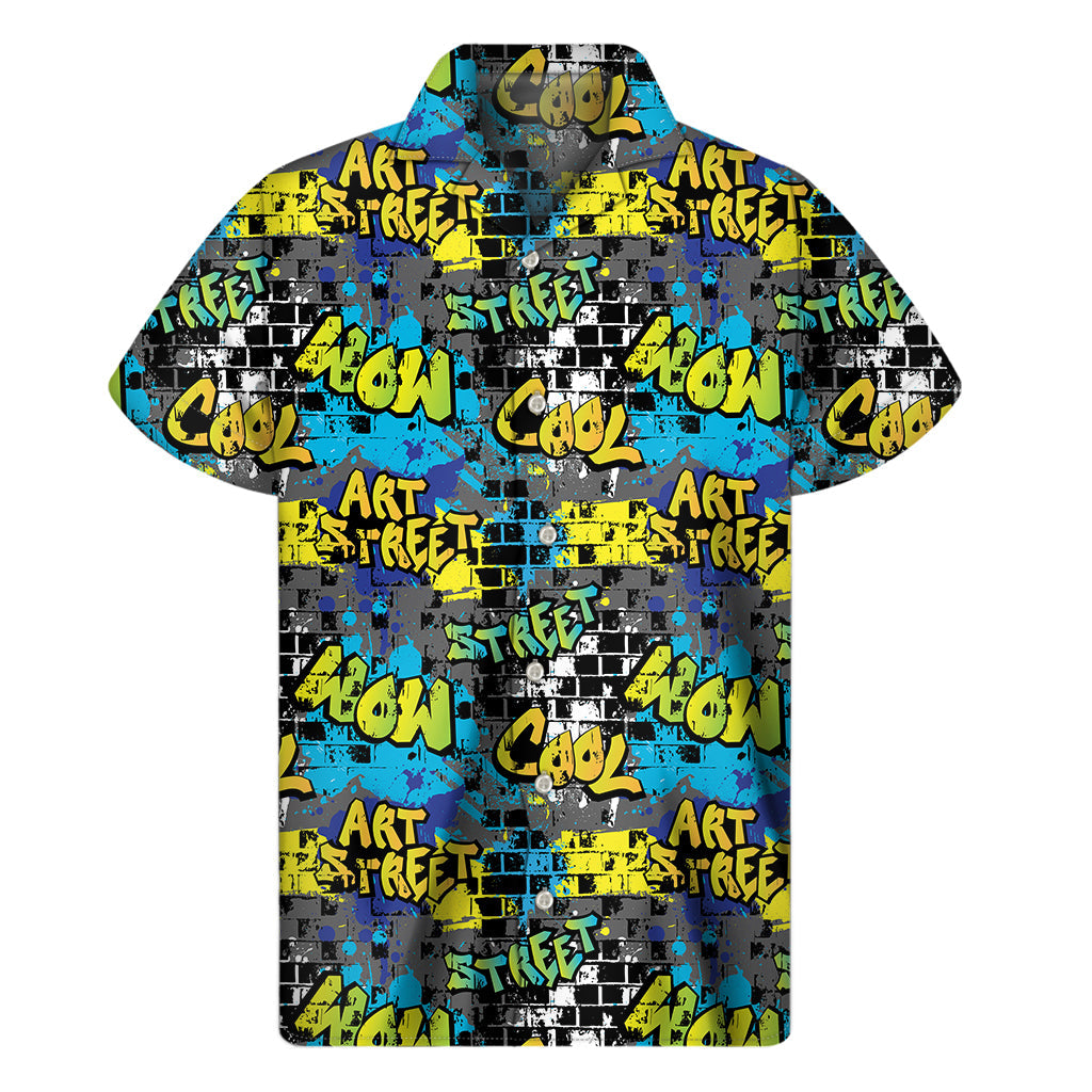 Graffiti Wall Print Hawaiian Short Sleeve Shirt: Embrace Aloha Style - 1