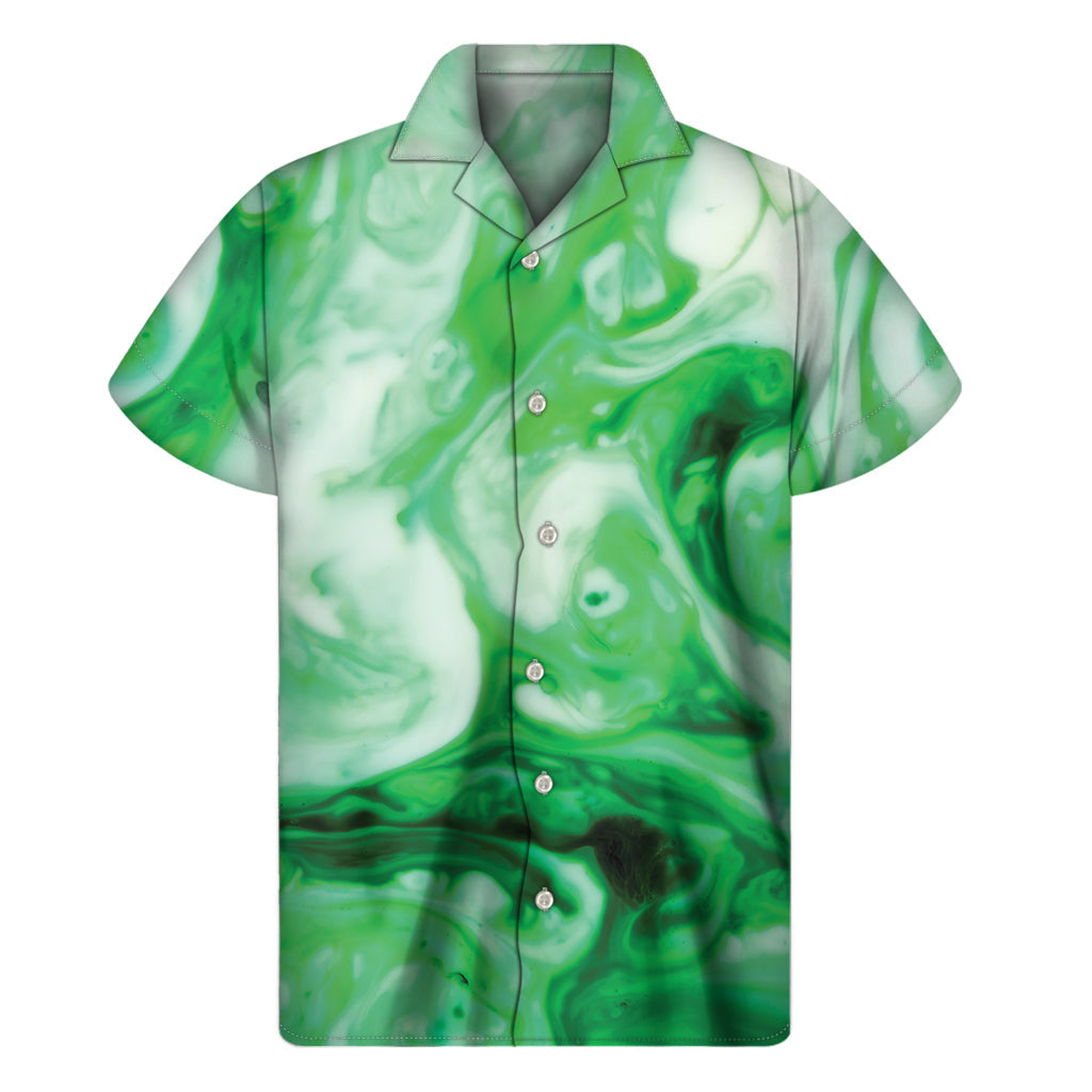Green Acid Melt Hawaiian Short Sleeve Shirt - 1