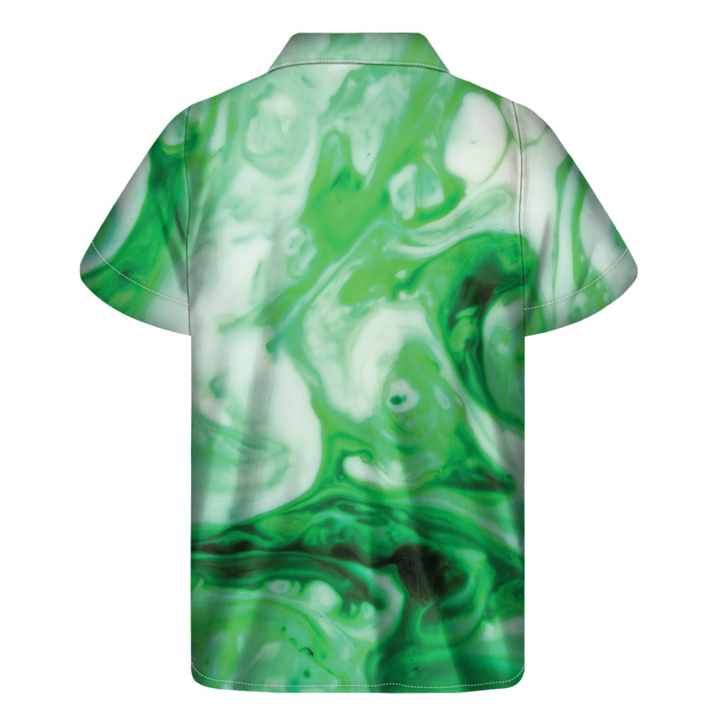 Green Acid Melt Hawaiian Short Sleeve Shirt - 2