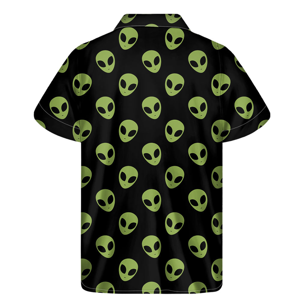 Green Alien Face Hawaiian Print Short Sleeve Shirt - 2