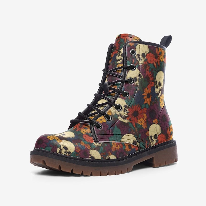 Gothic Combat Boots Vegan Boots Casual Leather Lightweight boots