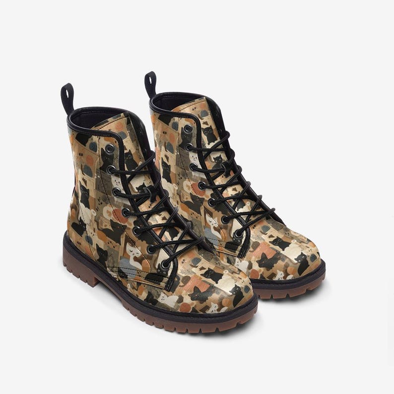 Cute Cat Combat Boots