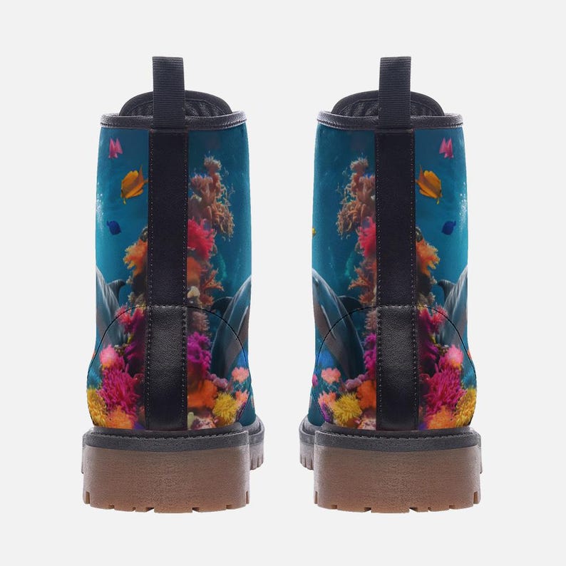 Ocean Boots Dolphin Boots Marine Life Boots Coral Reef Boots Marine Casual Vegan Leather Lightweight boots MT