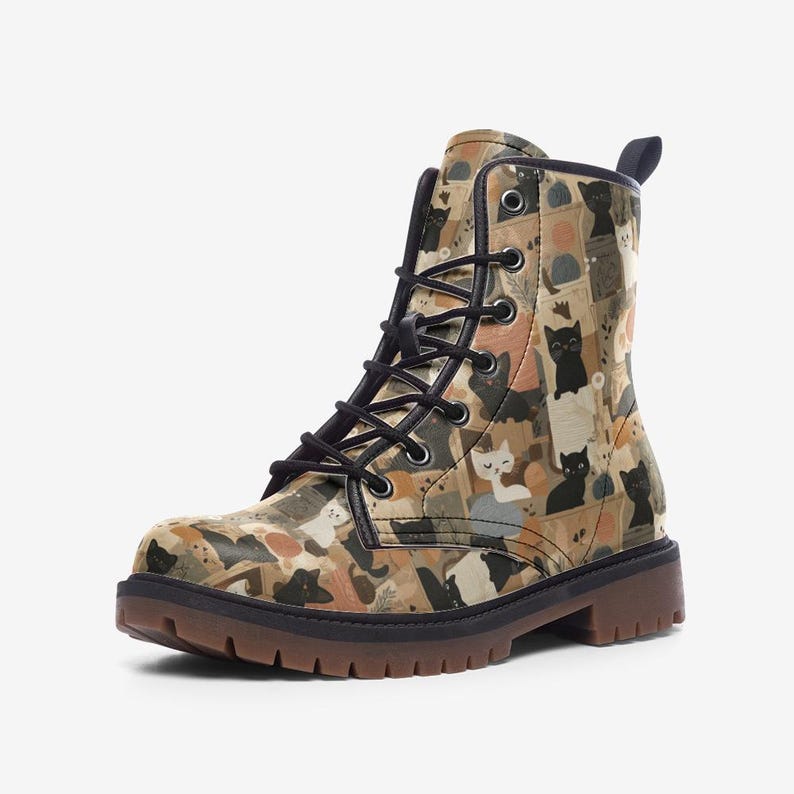 Cute Cat Combat Boots