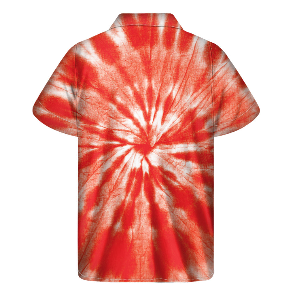 Island Vibes: Orange Tie-Dye Hawaiian Short Sleeve Shirt - 2