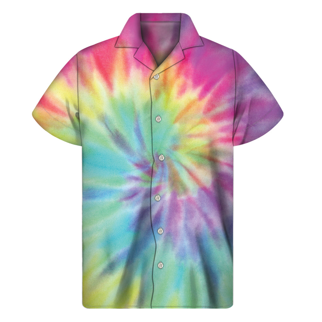 Spiral Tie-Dye Hawaiian Vibes Men's Short Sleeve Shirt - 1