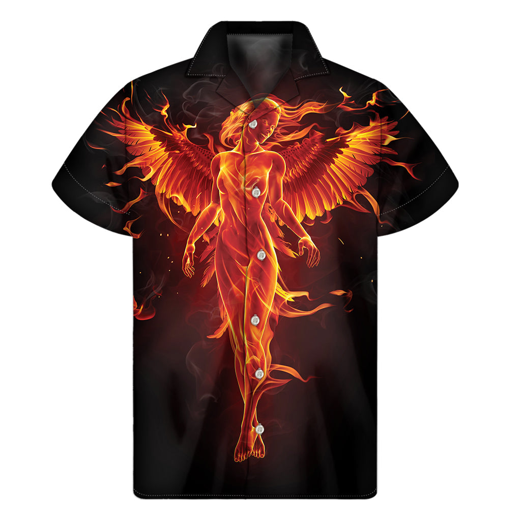 Phoenix Angel Print Hawaiian Short Sleeve Shirt - 1