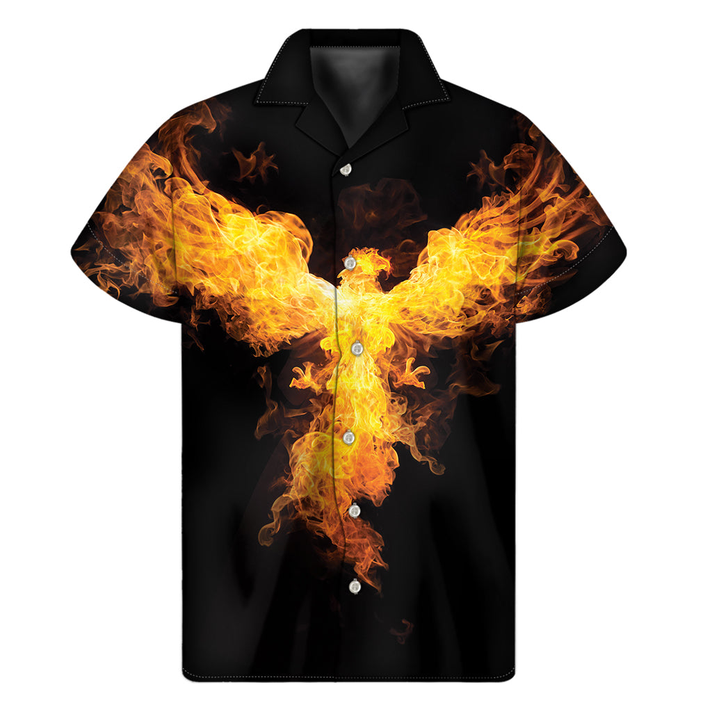 Sizzling Style: Hawaiian Firebird Print Short Sleeve Shirt - 1