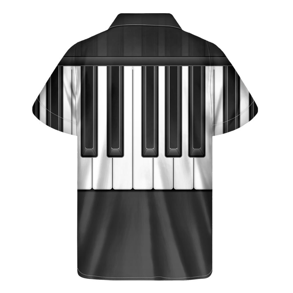 Island Vibes: Hawaiian Short Sleeve Shirt with Piano Keyboard Print - 2