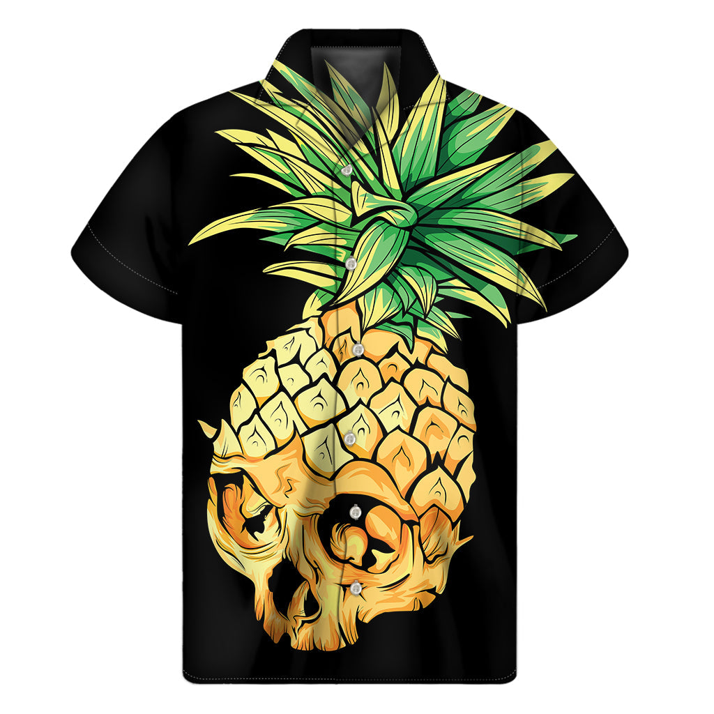 Pineapple Skull Print Hawaiian Short Sleeve Shirt - 1