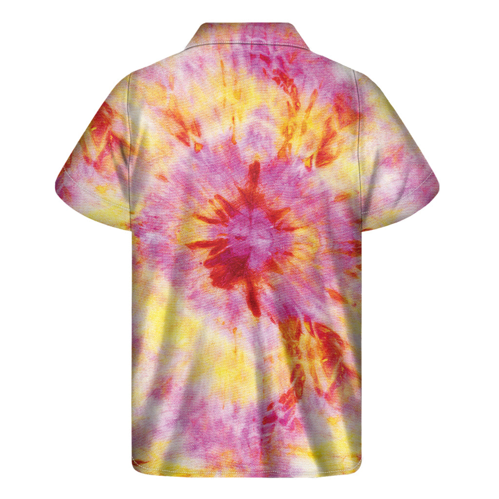 Pink and Yellow Tie-Dye Hawaiian Short Sleeve Shirt - 2