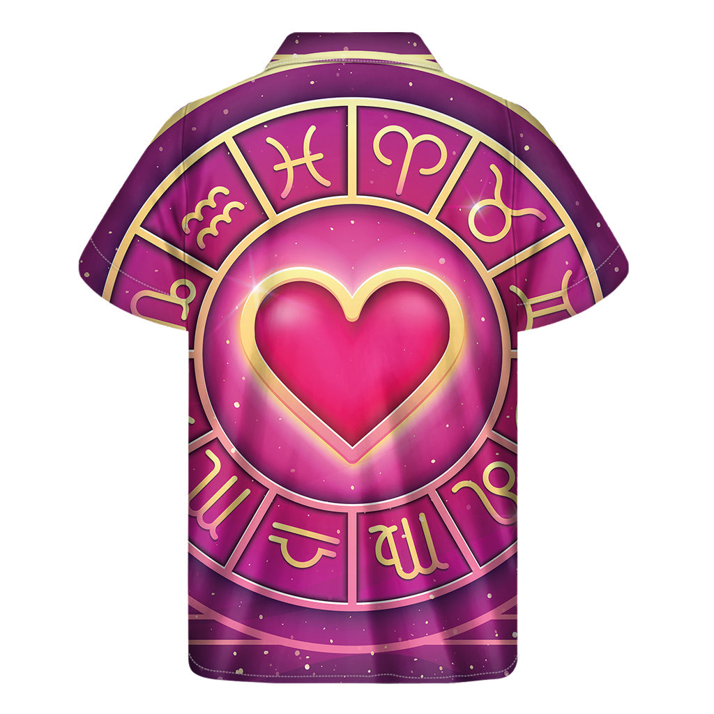 Island Vibe: Pink Heart Zodiac Wheel Hawaiian Short Sleeve Shirt - 2