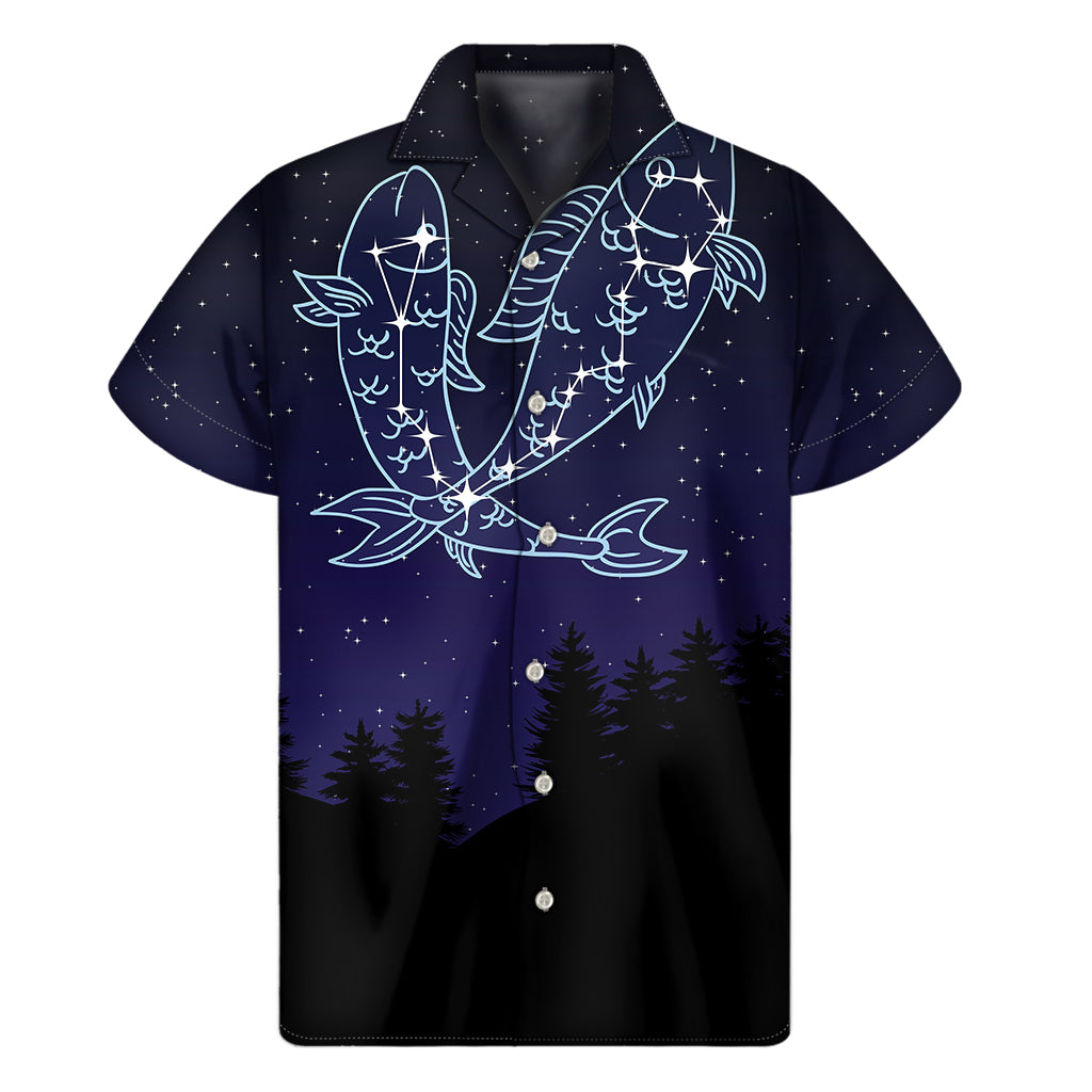 Pisces Constellation Print Hawaiian Short Sleeve Shirt - 1