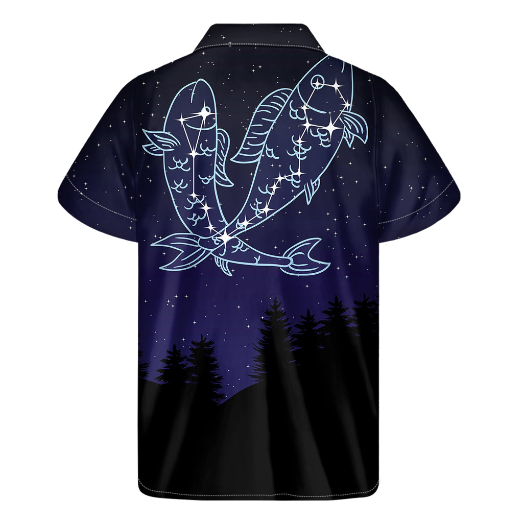 Pisces Constellation Print Hawaiian Short Sleeve Shirt - 2