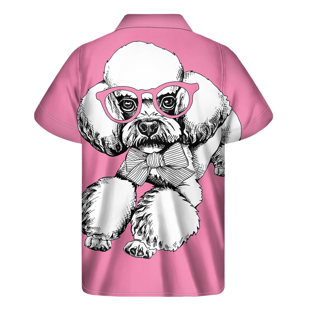 Fun in the Sun: Hawaiian Poodle with Glasses Print Short Sleeve Shirt - 2