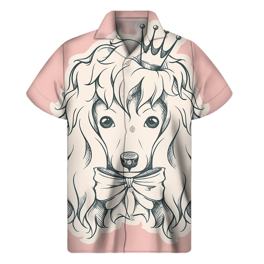 Hawaiian Poodle Print Short Sleeve Button-Up Shirt - 1