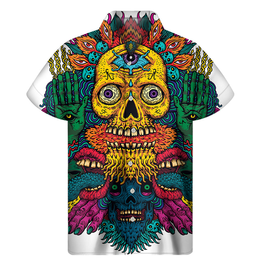 Psychedelic Skull Hawaiian Vibes Short Sleeve Shirt - 1