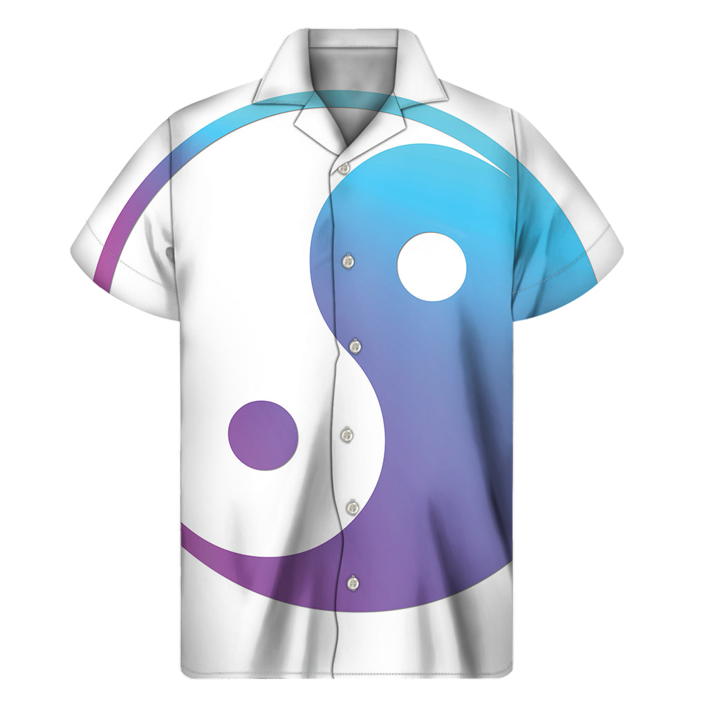 Purple and Blue Yin Yang Hawaiian Short Sleeve Shirt - 1