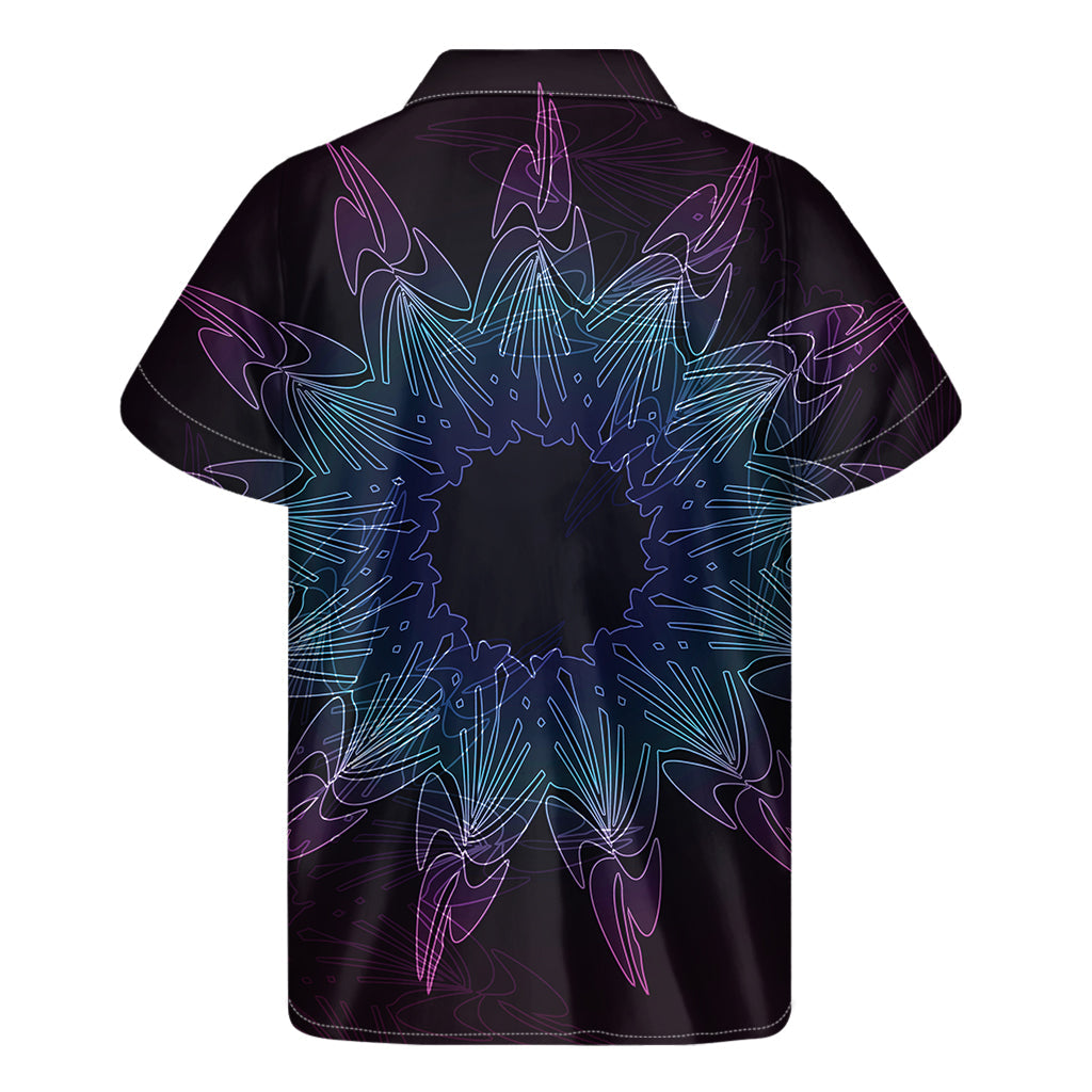 Purple and Teal Hawaiian Mandala Paradise Men's Short Sleeve Shirt - 2