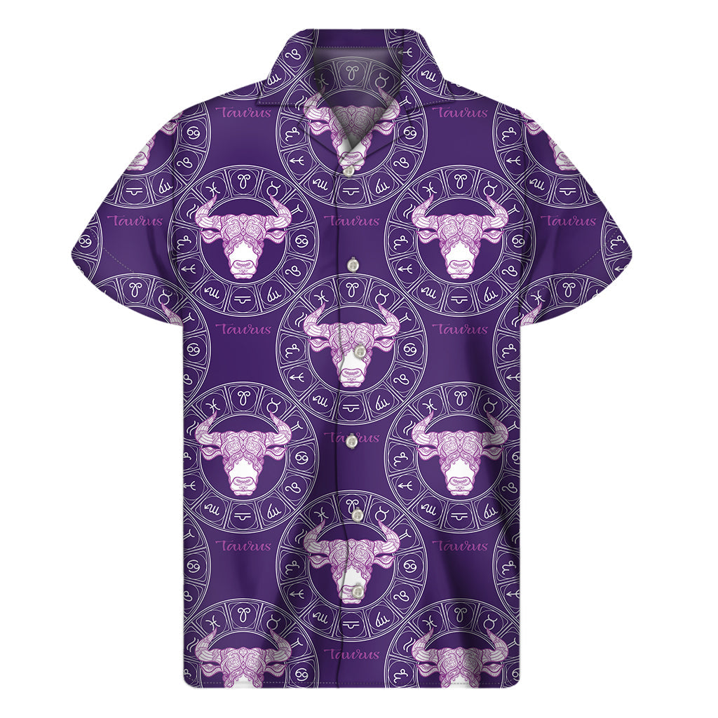 Purple Taurus Hawaiian Style Short Sleeve Shirt - 1