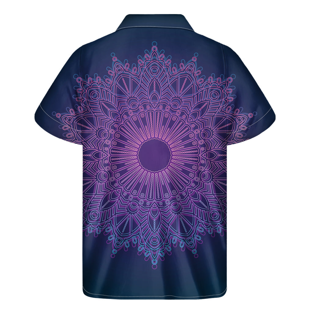 Purple Trippy Mandala Hawaiian Short Sleeve Shirt - 2