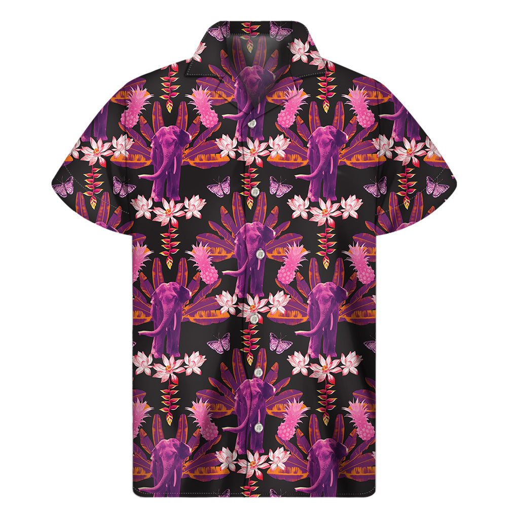 Purple Tropical Elephant Pattern Hawaiian Shirt - Embrace Island Style! - 1