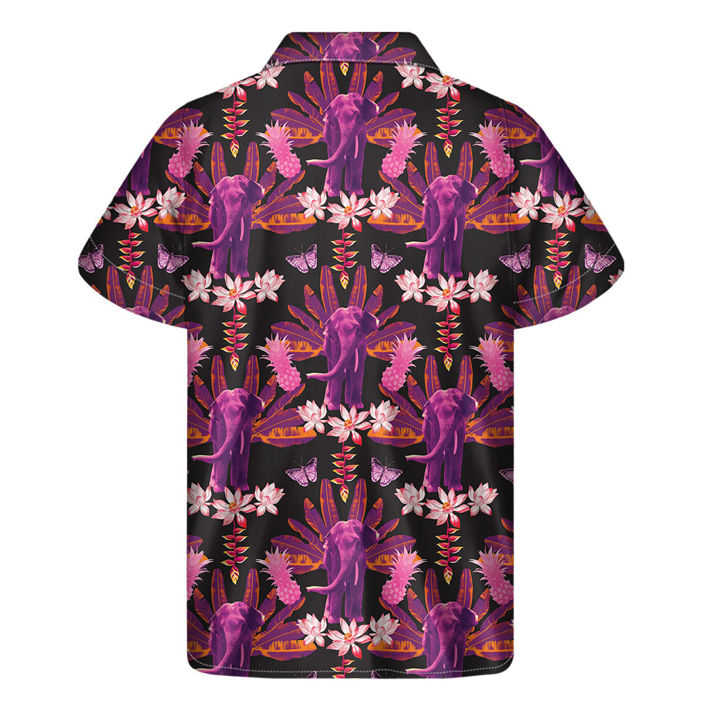 Purple Tropical Elephant Pattern Hawaiian Shirt - Embrace Island Style! - 2