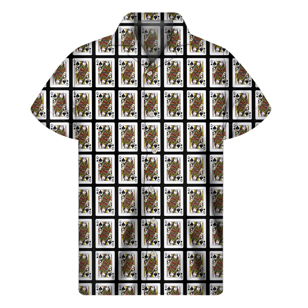 Island Vibes: Hawaiian Queen of Spades Pattern Short Sleeve Shirt - 1