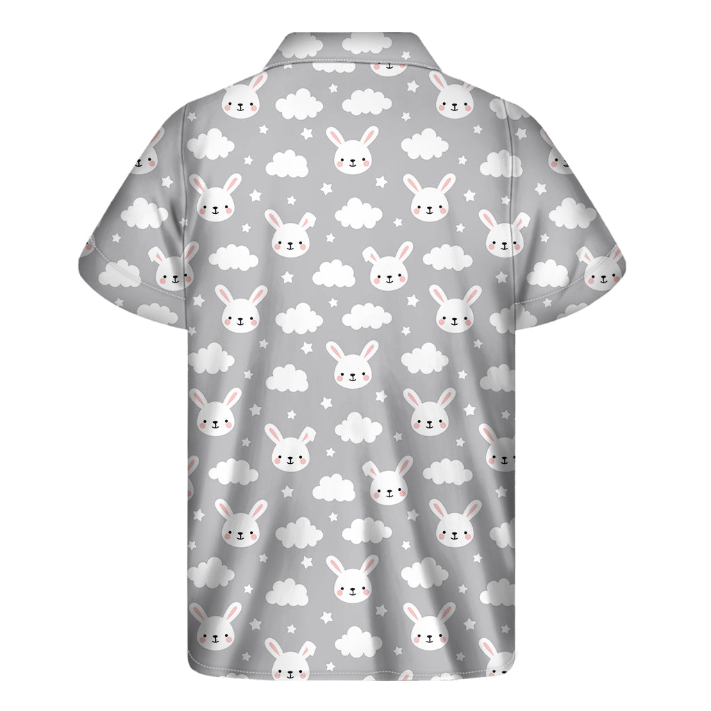 Rabbit and Cloud Pattern Hawaiian Short Sleeve Shirt - 2