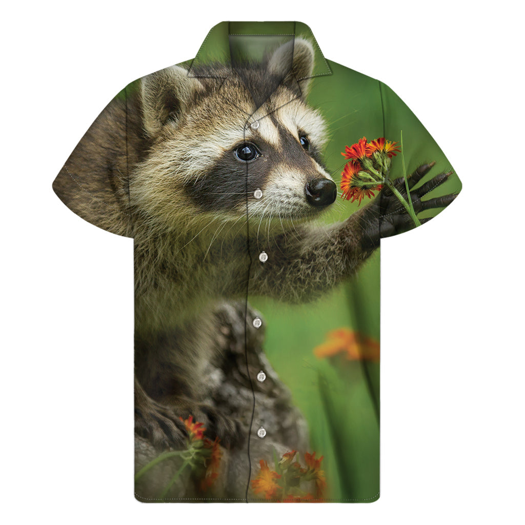 Raccoon and Flower Print Hawaiian Shirt - Embrace Aloha Style! - 1