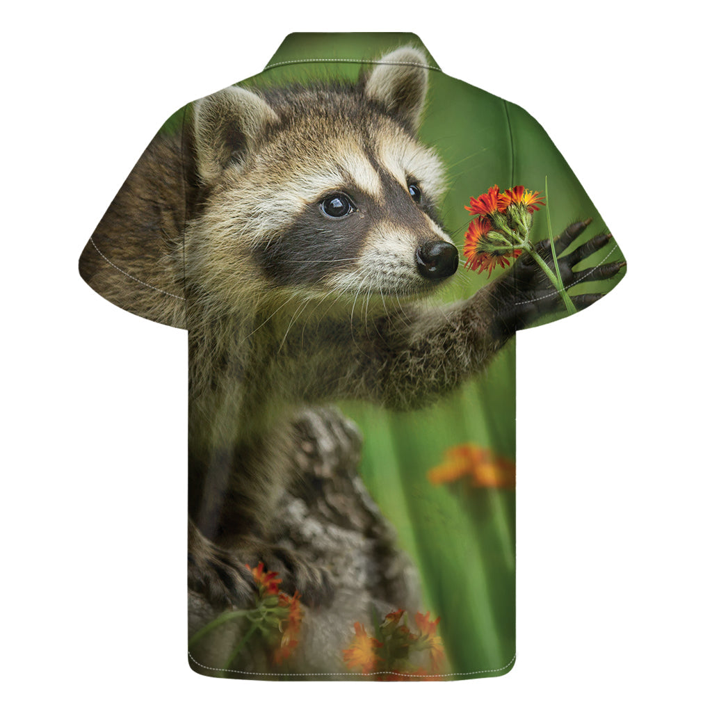 Raccoon and Flower Print Hawaiian Shirt - Embrace Aloha Style! - 2
