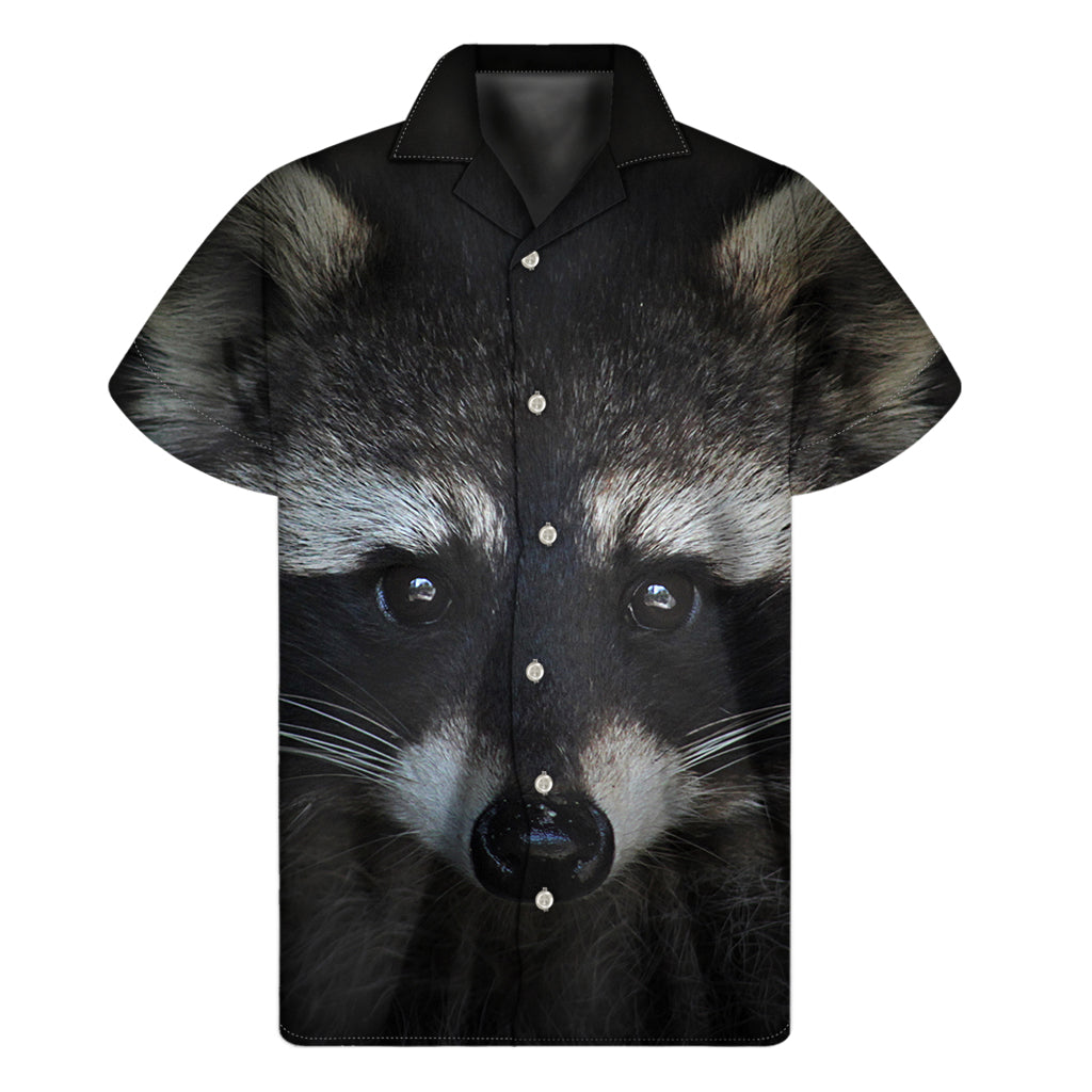 Raccoon Portrait Hawaiian Short Sleeve Shirt: Embrace Aloha Vibes in Style - 1
