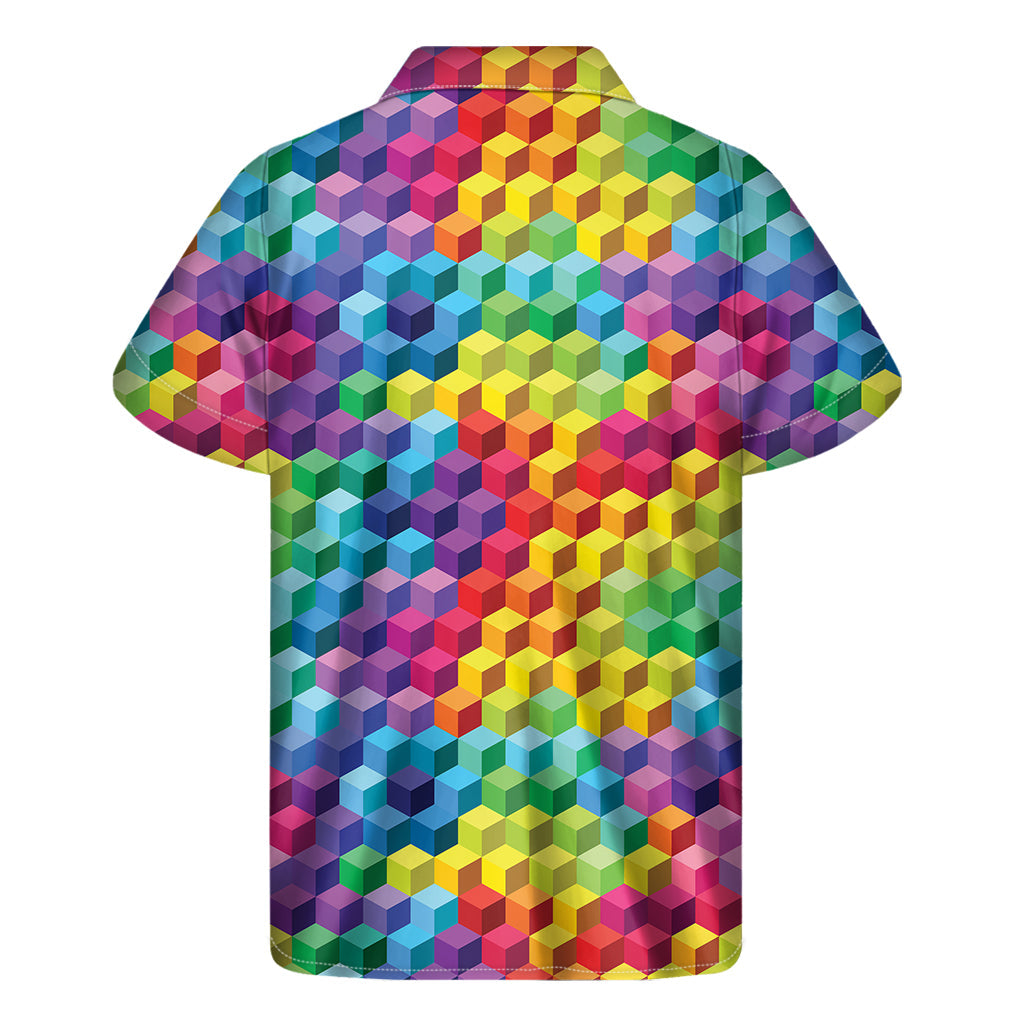 Rainbow Cubes: Men's Hawaiian Short Sleeve Shirt - 2
