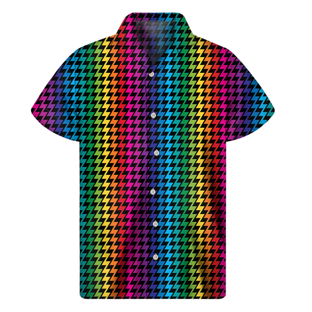 Rainbow Zigzag Hawaiian Pride Short Sleeve Shirt - 1