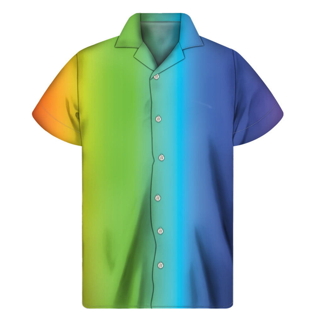 Rainbow Gradient Hawaiian Men's Short Sleeve Shirt - 1