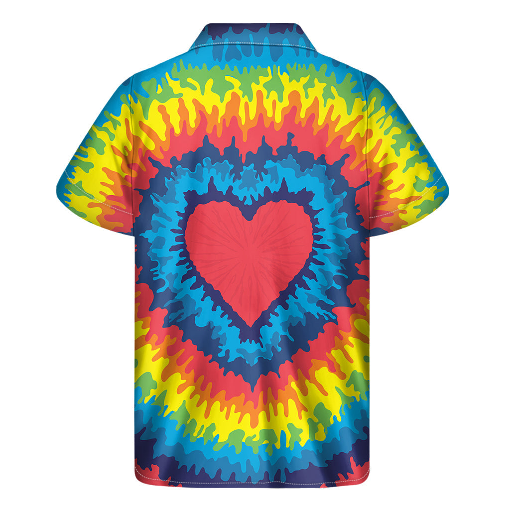 Rainbow Heart Tie Dye Hawaiian Short Sleeve Shirt - 2