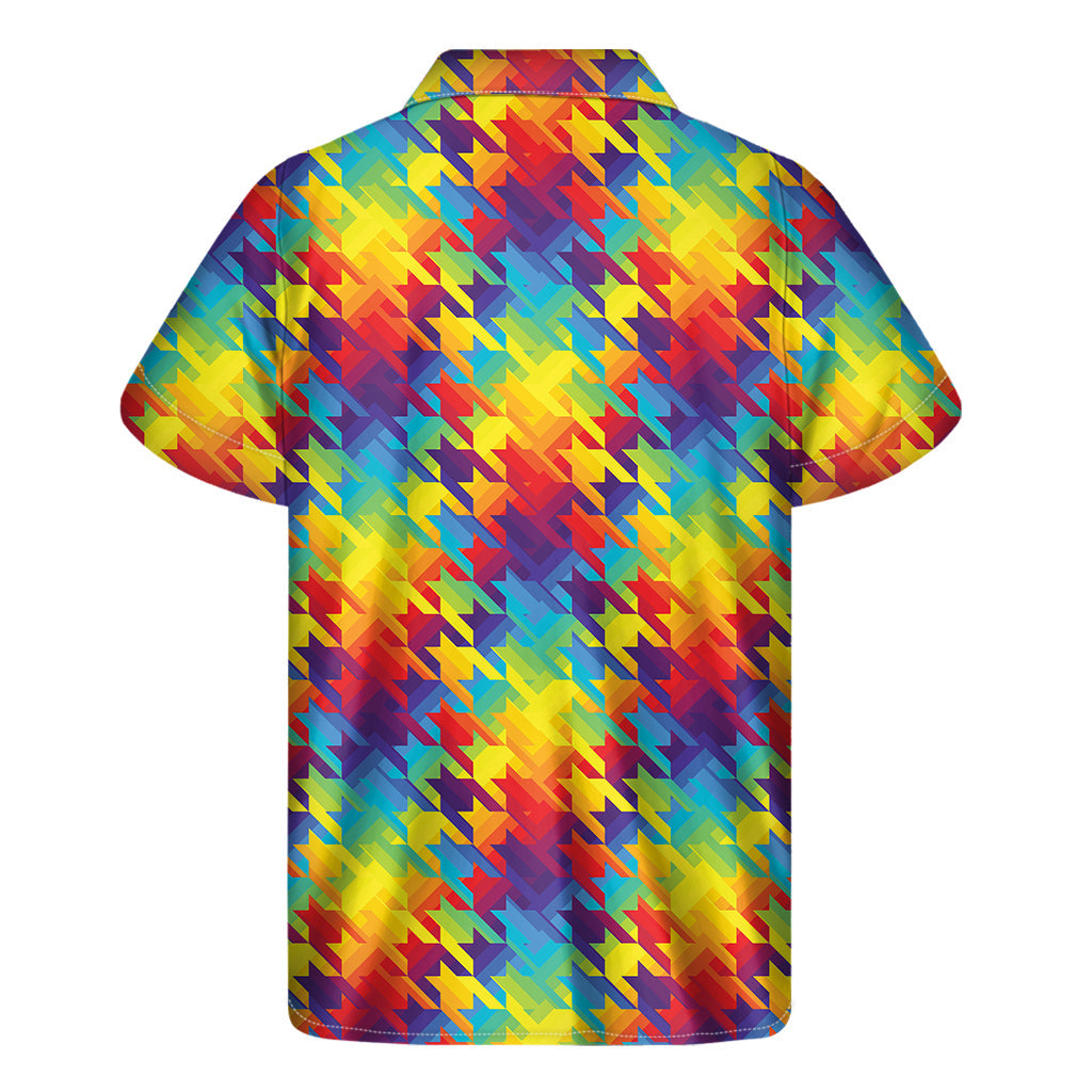 Island Vibes: Rainbow Houndstooth Hawaiian Shirt - 2