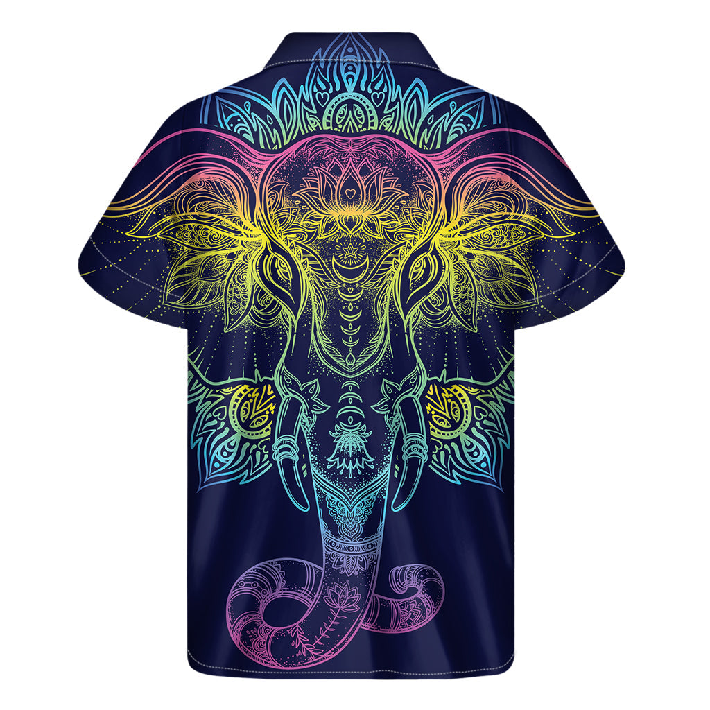 Bright and Bold Hawaiian Rainbow Elephant Short Sleeve Shirt - 2