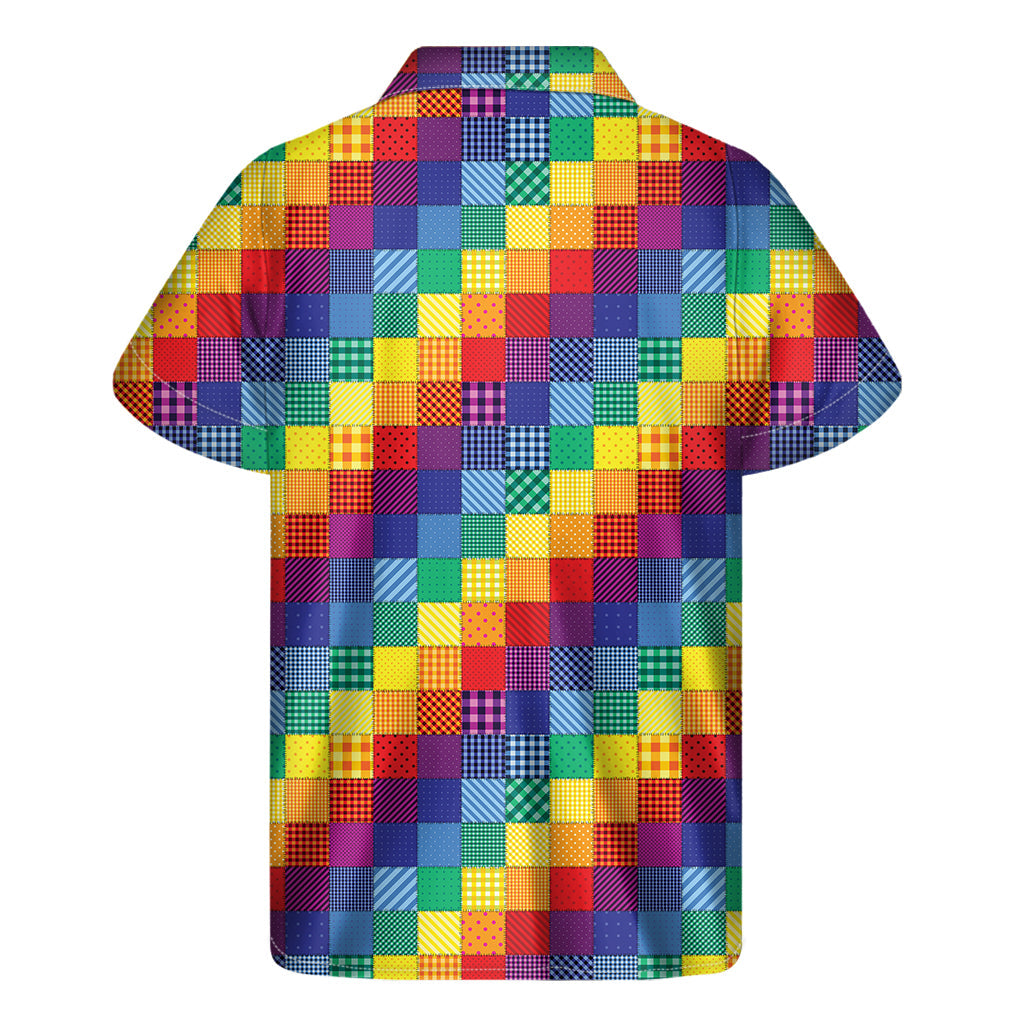 Island Vibes: Men's Rainbow Patchwork Hawaiian Shirt - 2