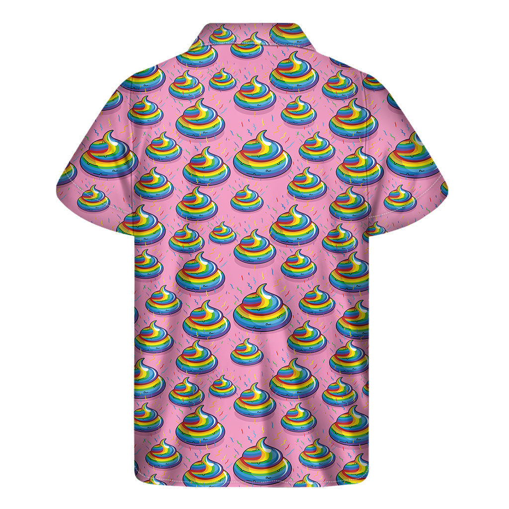 Tropical Vibes: Rainbow Poop Hawaiian Short Sleeve Shirt - 2
