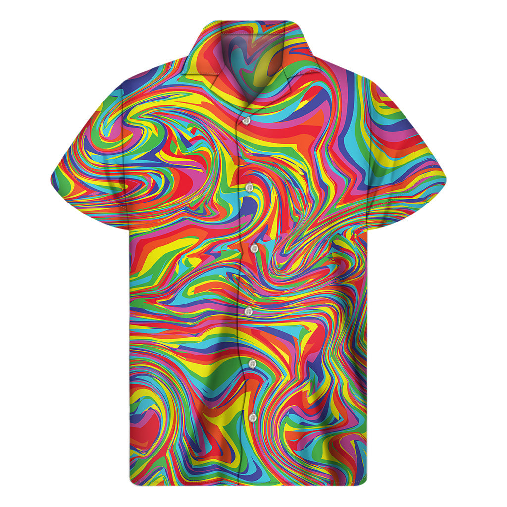 Rainbow Rave Hawaiian Short Sleeve Shirt - 1