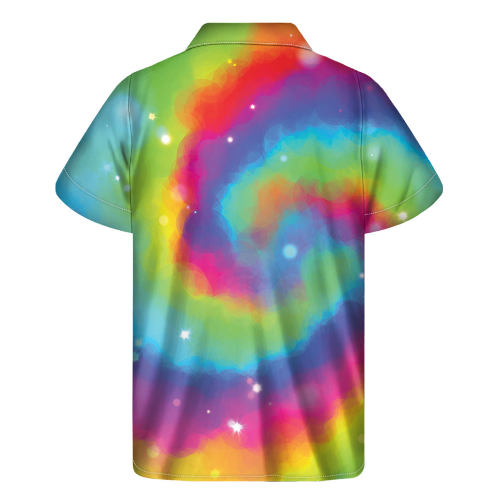 Rainbow Spiral Tie-Dye Hawaiian Short Sleeve Shirt - 2