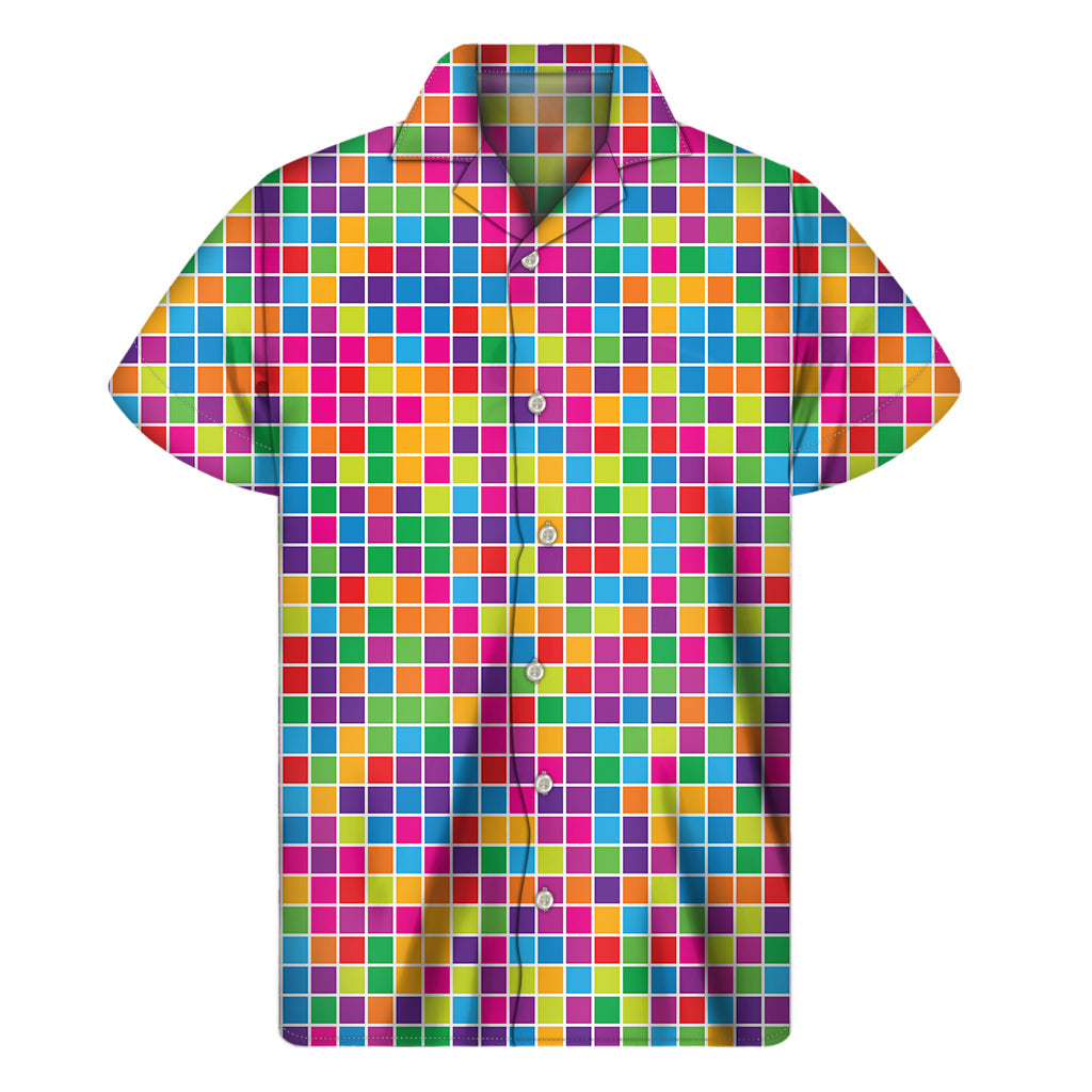 Rainbow Squares Hawaiian Style Short Sleeve Shirt - 1