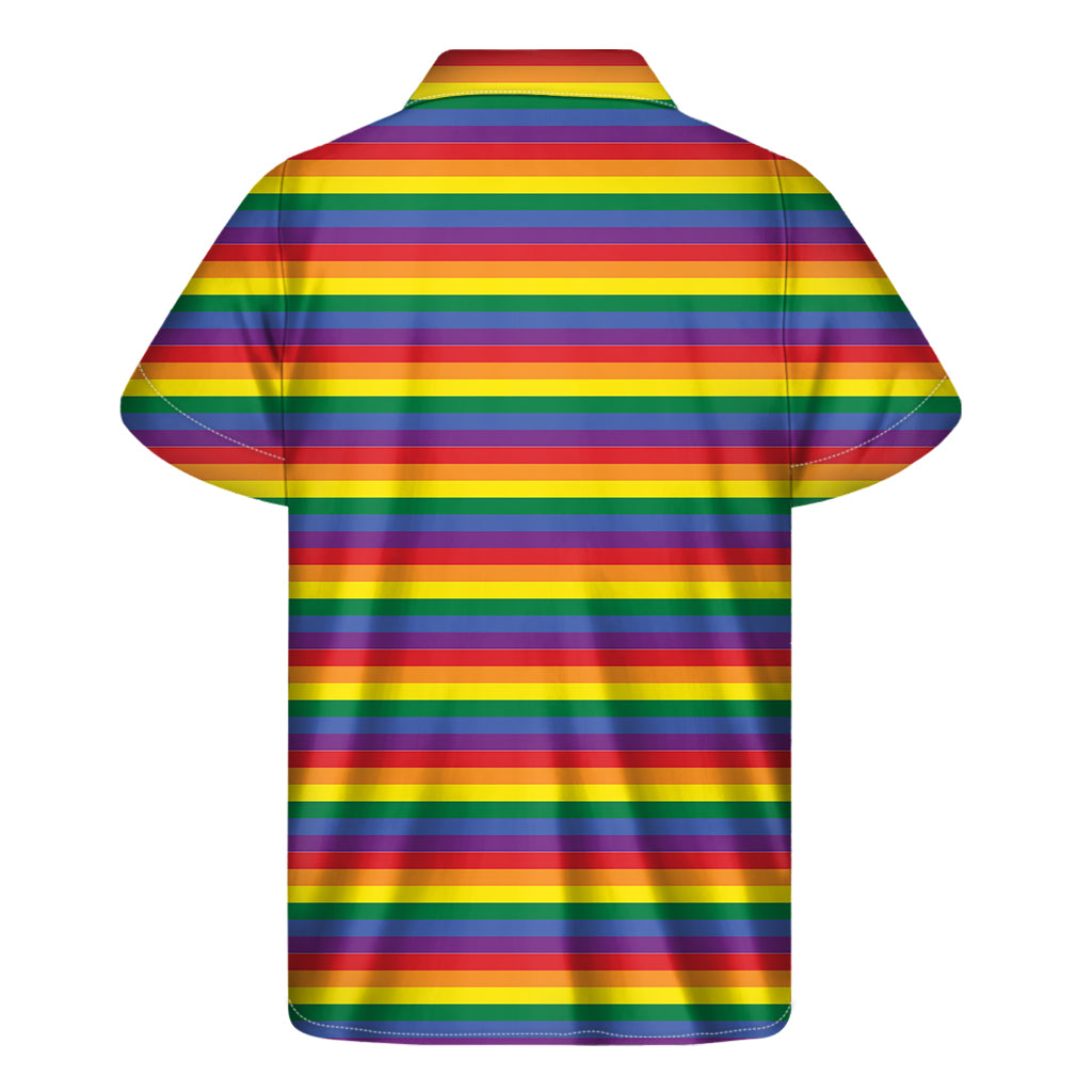 Rainbow Stripe Print Hawaiian Vibes Short Sleeve Shirt - 2