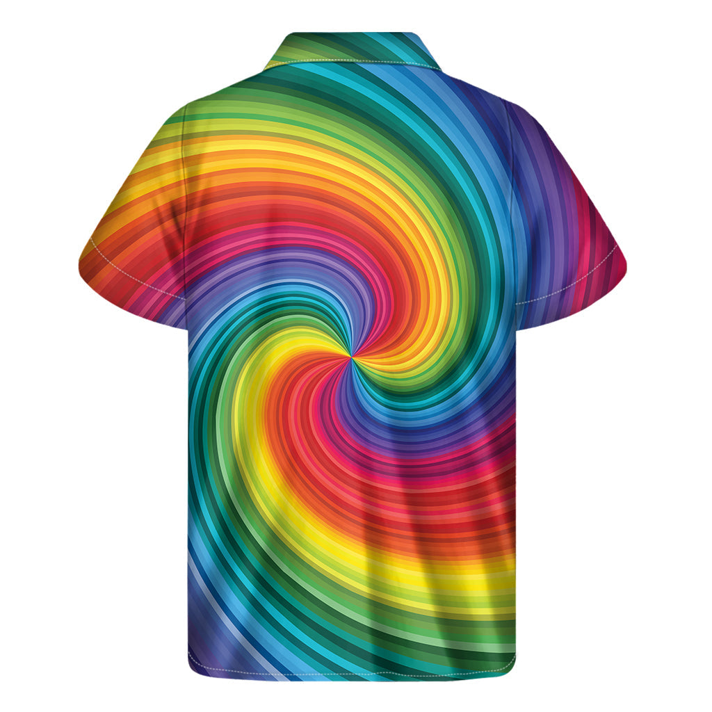 Tropical Vibes: Hawaiian Rainbow Swirl Men's Short Sleeve Shirt - 2