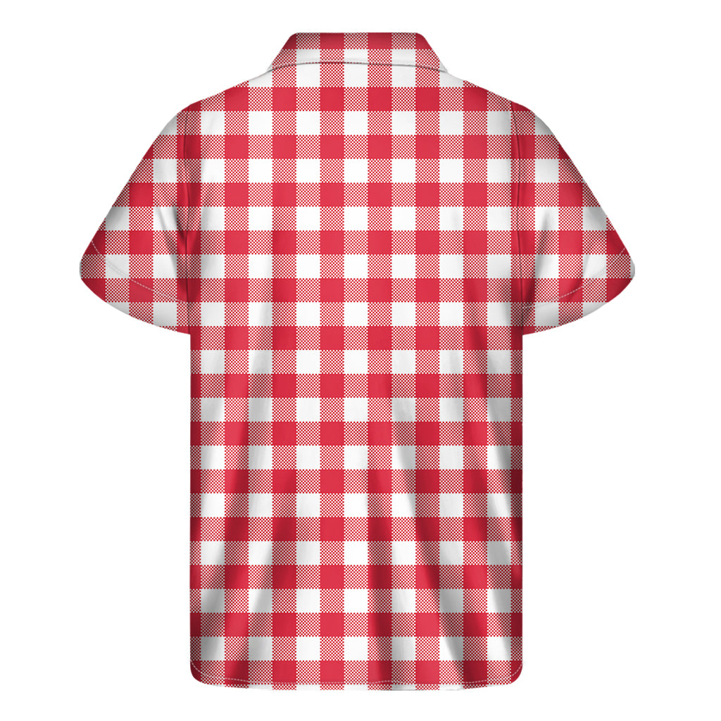 Raspberry Red and White Gingham Hawaiian Short Sleeve Shirt - 2
