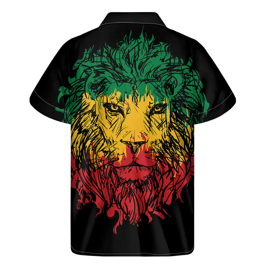Rasta Lion Print Hawaiian Short Sleeve Shirt: Embrace the Aloha Spirit! - 2