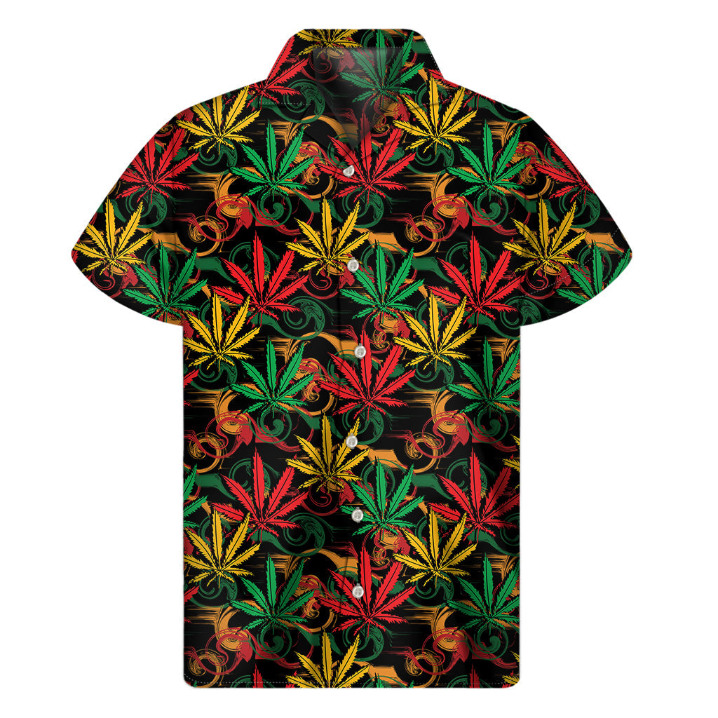 Rasta Marijuana Hawaiian Print Short Sleeve Shirt - 1